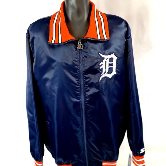 DETROIT TIGERS Starter Full Zip JacketBLUE 2X 3X 4X SPRING/SUMMER